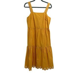 J. Crew Embroidered‎ Scalloped Tiered Dress Yellow White Size 4